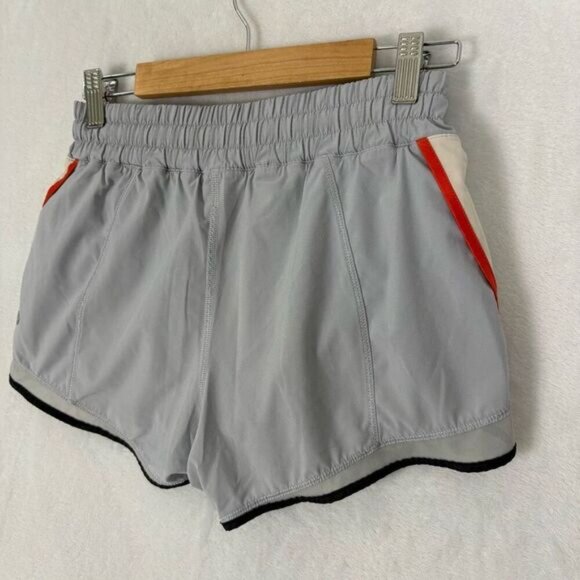 Lululemon Blue-Grey with White & Orange Sides Athletic Shorts Size 4 - Picture 10 of 11